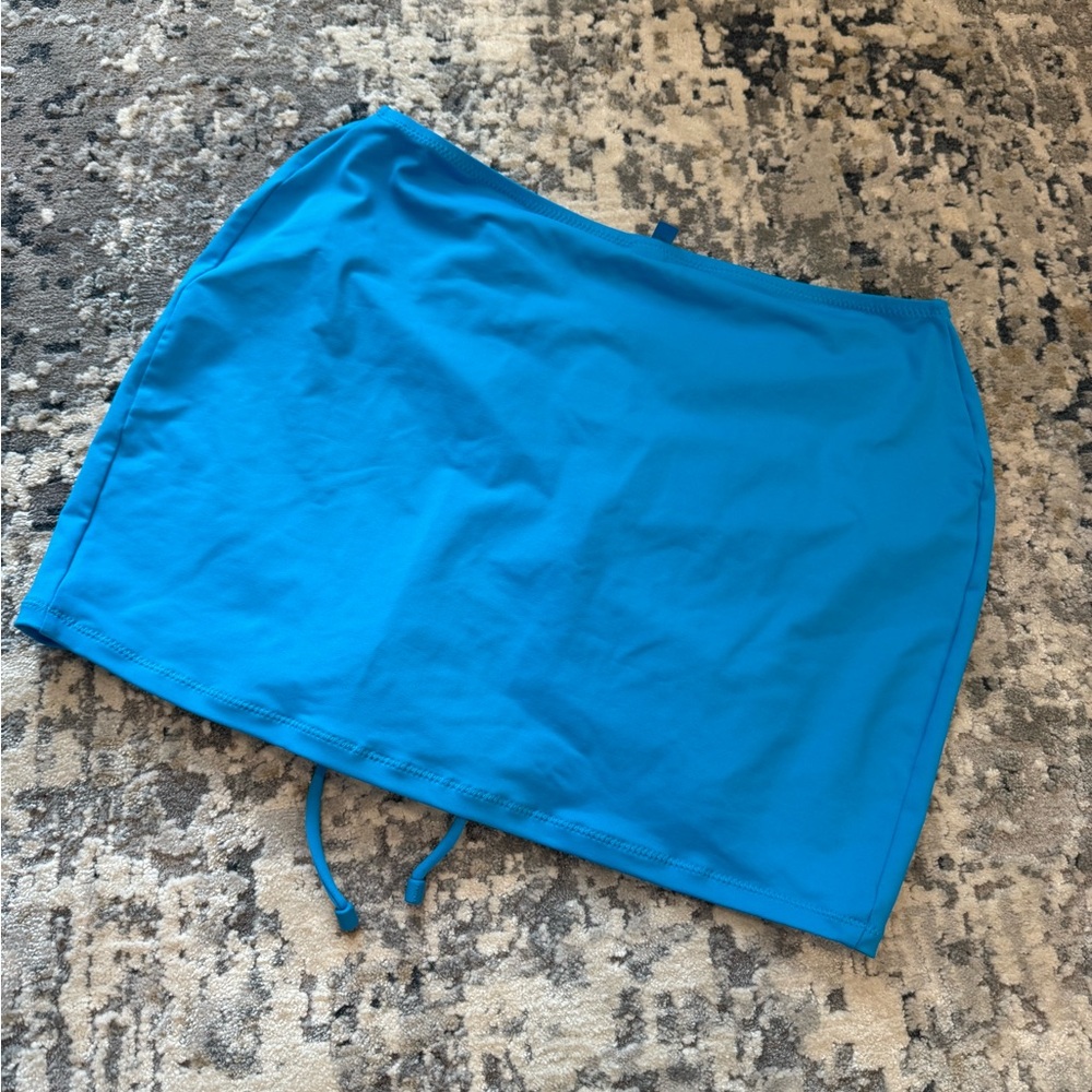 SKIMS Coverup Set: Swim Long Sleeve Shrug and Ruched Mini Skirt Turquoise - Picture 11 of 16